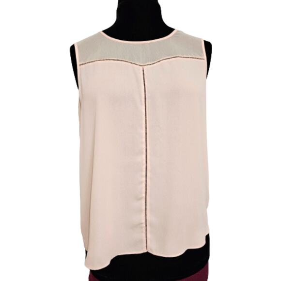 Peach Sleeveless Top by a.n.a. Mesh Placket Cutout Detail Keyhole Back Large - Picture 1 of 10